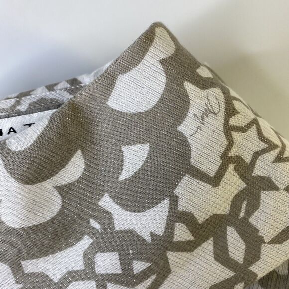 Trina Turk Tank Top Size P Wide Collar Metallic Gray White Floral Stars - Picture 11 of 12